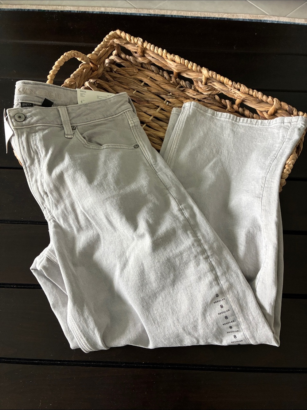 American Eagle Stovepipe Light Gray Denim Jeans